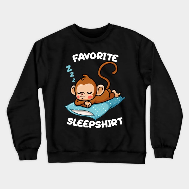 Cute Little Monkey Sleeping Nap Favorite Sleep time Pajama Crewneck Sweatshirt by BadDesignCo